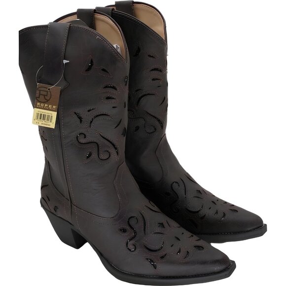 ROPER Chloe Snip Toe Western Boots Brown Women US 9.5 - Picture 4 of 6